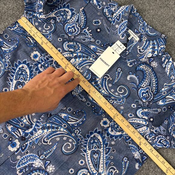 Foxcroft Hampton Plus Denim Paisley Long Sleeve Shirt NWT Size 1X - Picture 5 of 8